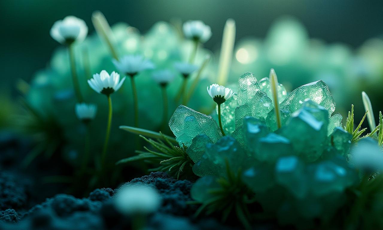 Crystalline formations mixed with wild flora